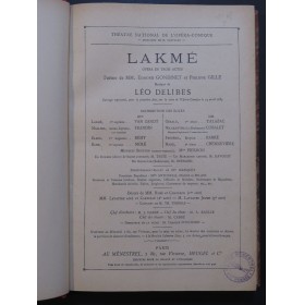 DELIBES Léo Lakmé Opéra Chant Piano 1923