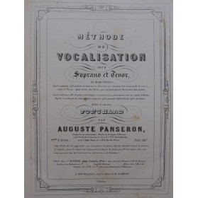 PANSERON Auguste Méthode de Vocalisation Soprano Tenor ca1850