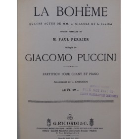 PUCCINI Giacomo La Bohème Chant Piano Opéra 1898