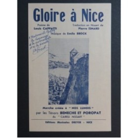 Gloire à Nice Emile Brock Dédicace Chant 1951