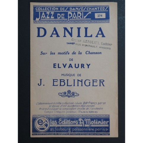 Danila Tango J. Eblinger Piano ou Accordéon 1935
