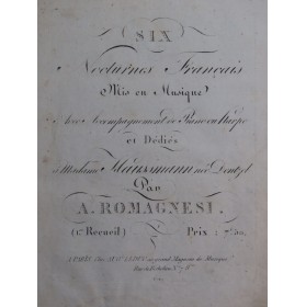 ROMAGNESI Antoine Six Nocturnes Français Chant Piano ou Harpe ca1820