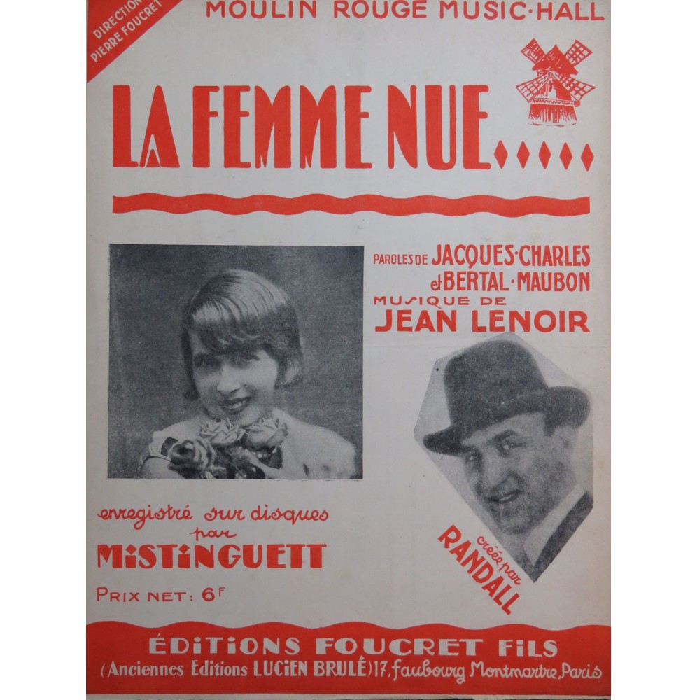 LENOIR Jean La Femme Nue Chant Piano 1926
