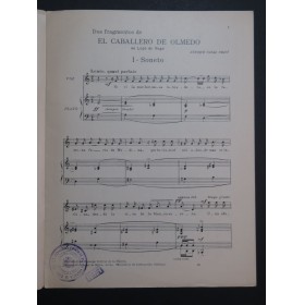 CASAL CHAPI Enrique Dos Fragmentos de  El Caballero de Olmedo Chant Piano 1938