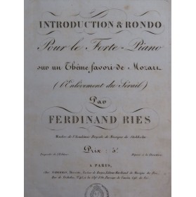 RIES Ferdinand Introduction et Rondo Mozart Piano ca1820