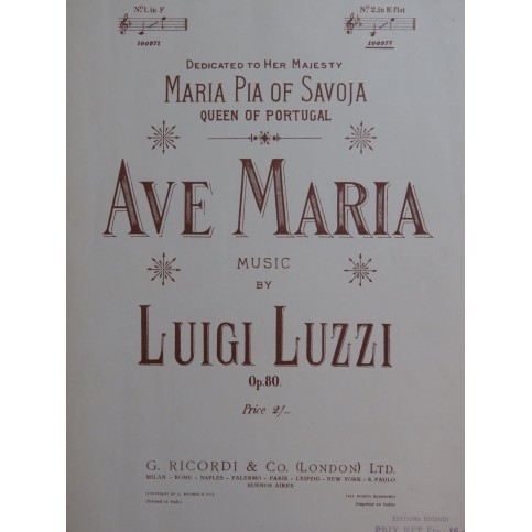 LUZZI Luigi Ave Maria Chant Piano