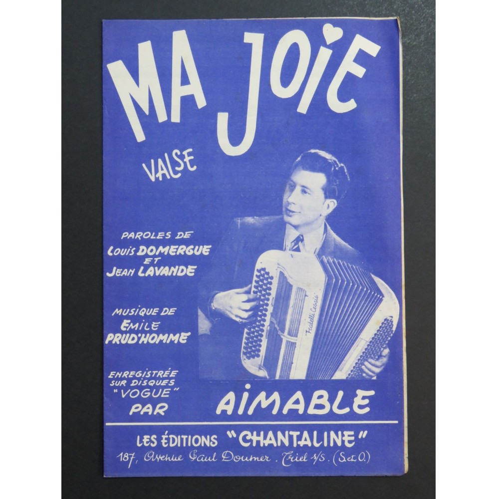 Ma Joie Valse Aimable Accordéon 1954