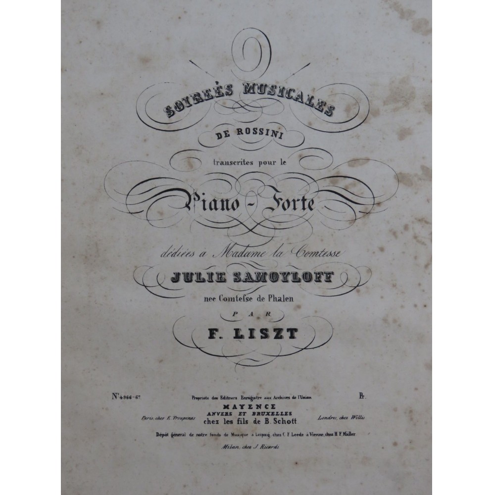 LISZT Franz La Regata Veneziana Rossini Notturno Piano ca1840