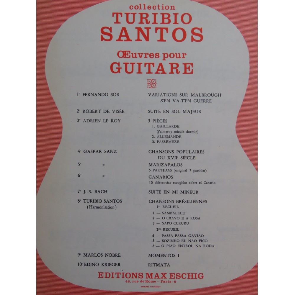 BACH J. S. Suite en Mi mineur Guitare 1975