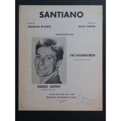 Santiano Hugues Aufray Chant Piano 1961