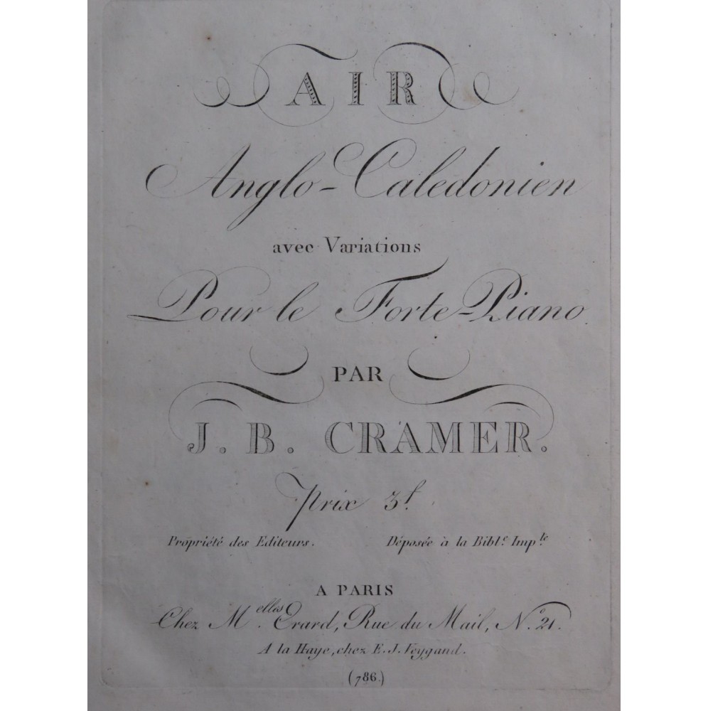 CRAMER J. B. Air Anglo-Caledonien Piano ca1815