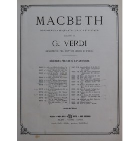VERDI Giuseppe MacBeth No 7 Chant Piano 1865