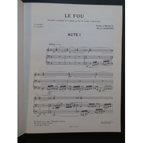 LANDOWSKI Marcel Le Fou Opéra Chant Piano 1956