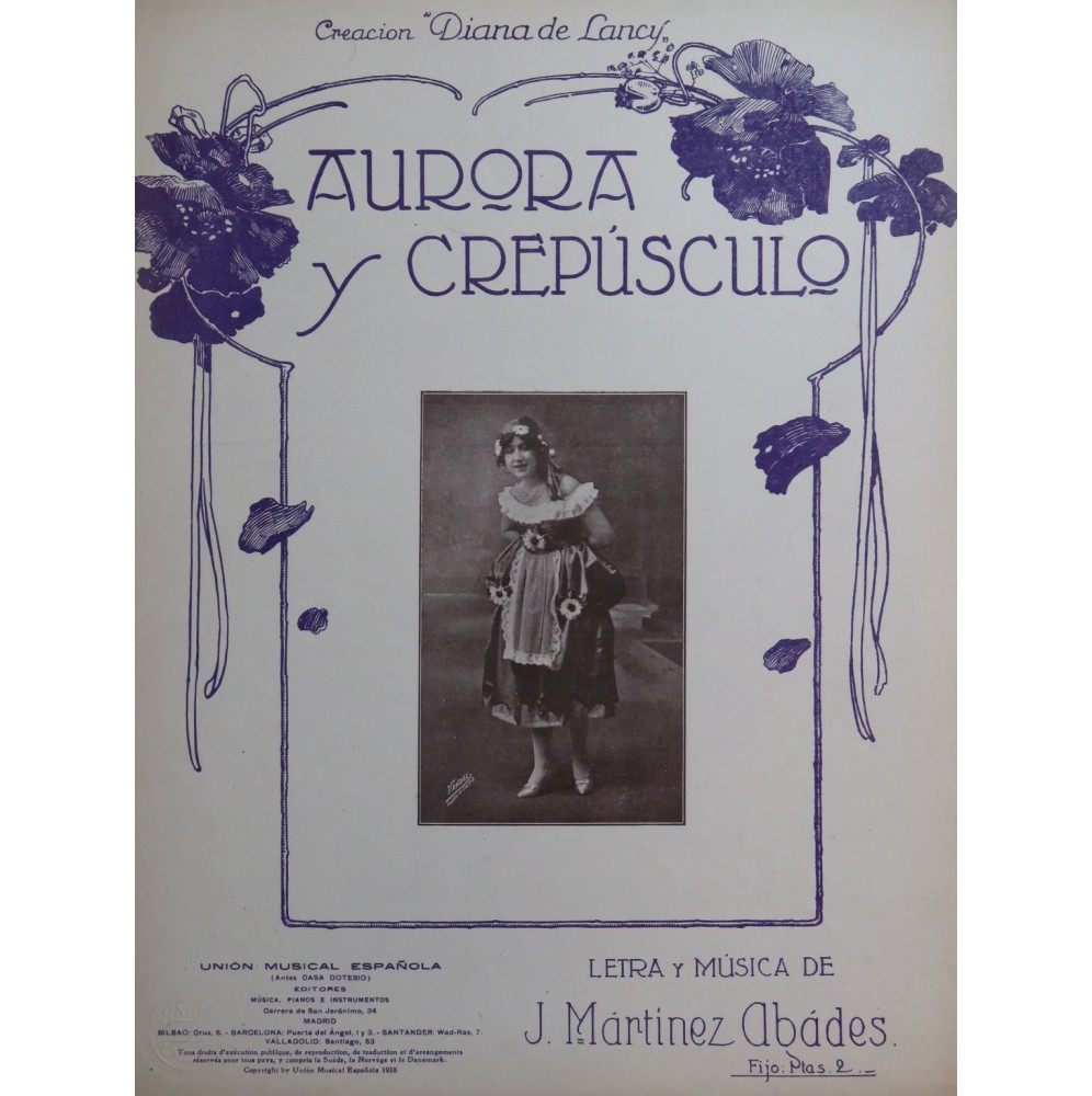 MARTINEZ ABADES J. Aurora y Crepüsculo Chant Piano 1918