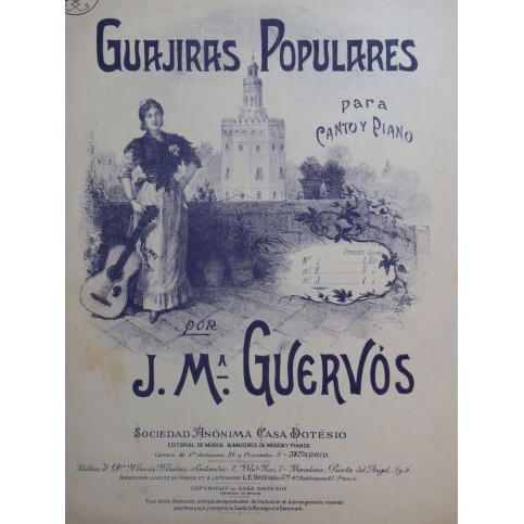 GUERVOS José Maria Guajiras Populares Chant Piano