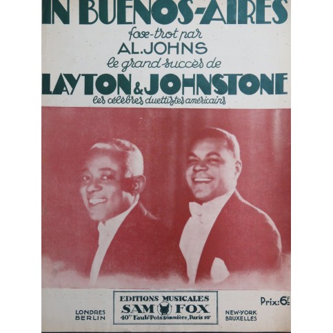 JOHNS Al. In Buenos Ayres Chant Piano 1927