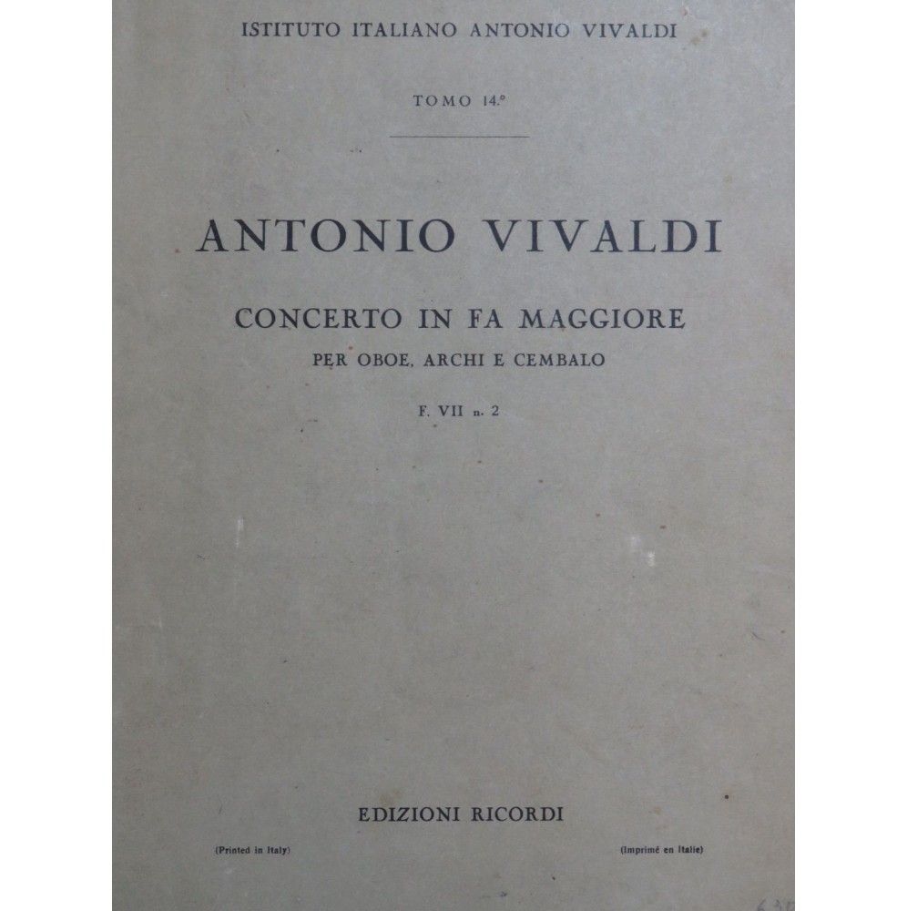 VIVALDI Antonio Concerto in Fa Maggiore Orchestre 1950