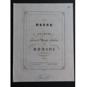 RUBINI La Notte Arietta Chant Piano ca1840