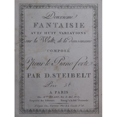 STEIBELT Daniel Fantaisie No 2 Dansomanie Piano ca1800