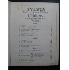 DELIBES Léo Sylvia Ballet Piano 4 mains 1884