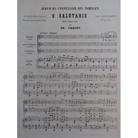 YMBERT Théodore O Salutaris Chant Piano ou Orgue