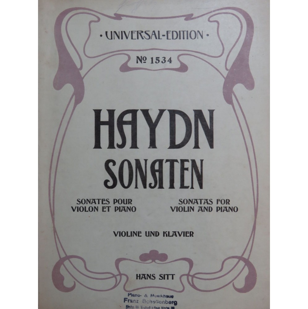 HAYDN Joseph Sonaten Sonates Piano Violon