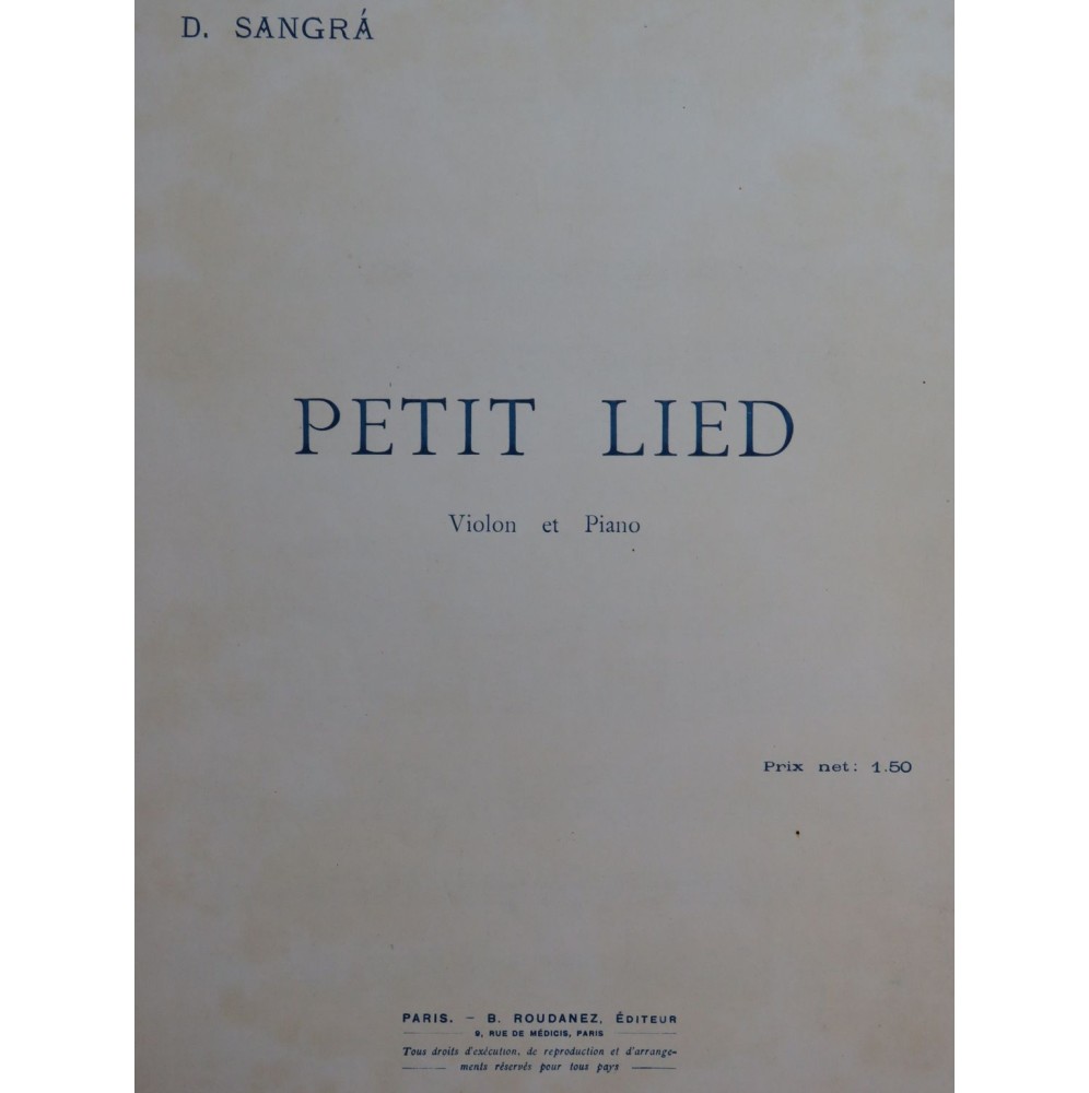 SANGRA D. Petit Lied Violon Piano