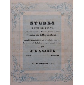 CRAMER Jean-Baptiste Etudes 84 Exercices Piano ca1820