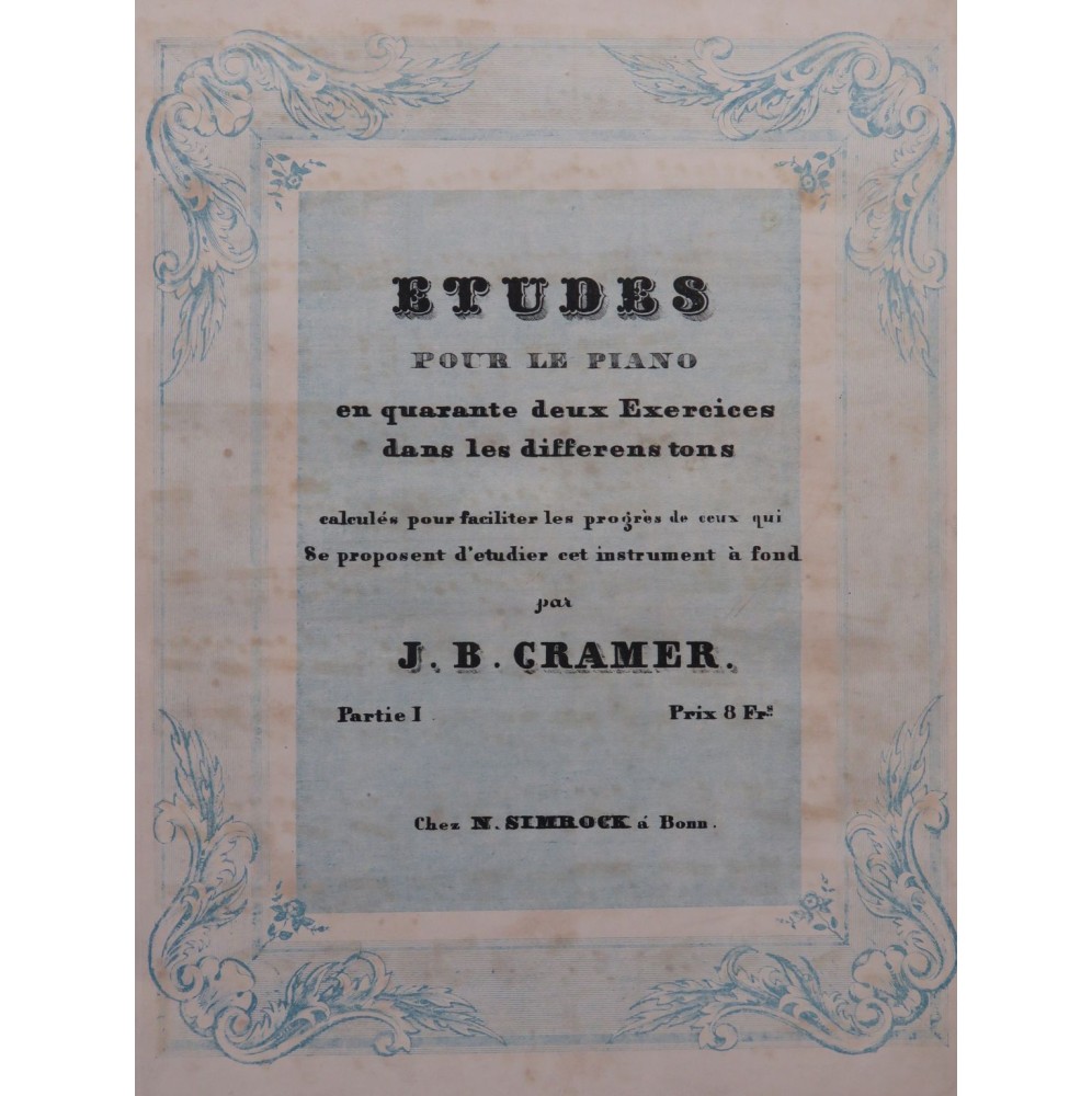 CRAMER Jean-Baptiste Etudes 84 Exercices Piano ca1820