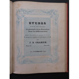 CRAMER Jean-Baptiste Etudes 84 Exercices Piano ca1820