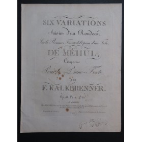 KALKBRENNER Frédéric Six Variations op 18 Piano ca1815