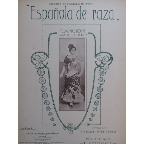 LARRUGA Candido Española de Raza Chant Piano 1918