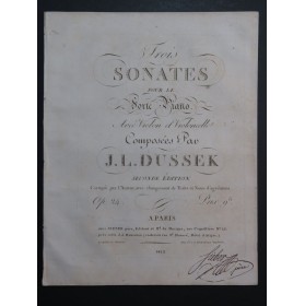DUSSEK J. L. Trois Sonates op 24 Piano ca1795
