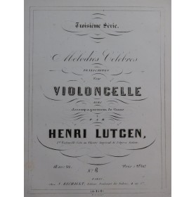 LUTGEN Henri Célèbre Romanesca op 32 Piano Violoncelle ca1860