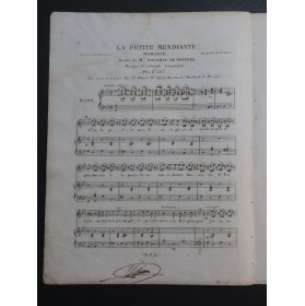 PANSERON Auguste La Petite Mendiante Signature Chant Piano ca1820