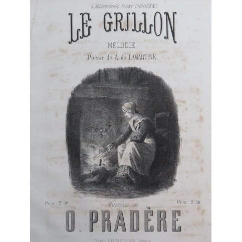 PRADÈRE O. Le Grillon Chant Piano ca1866