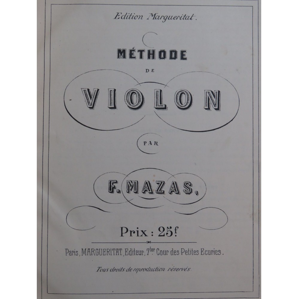 MAZAS F. Méthode de Violon XIXe