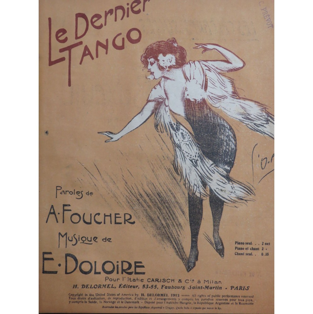 DOLOIRE E. Sous le Ciel Argentin Le Dernier Tango Piano 1913