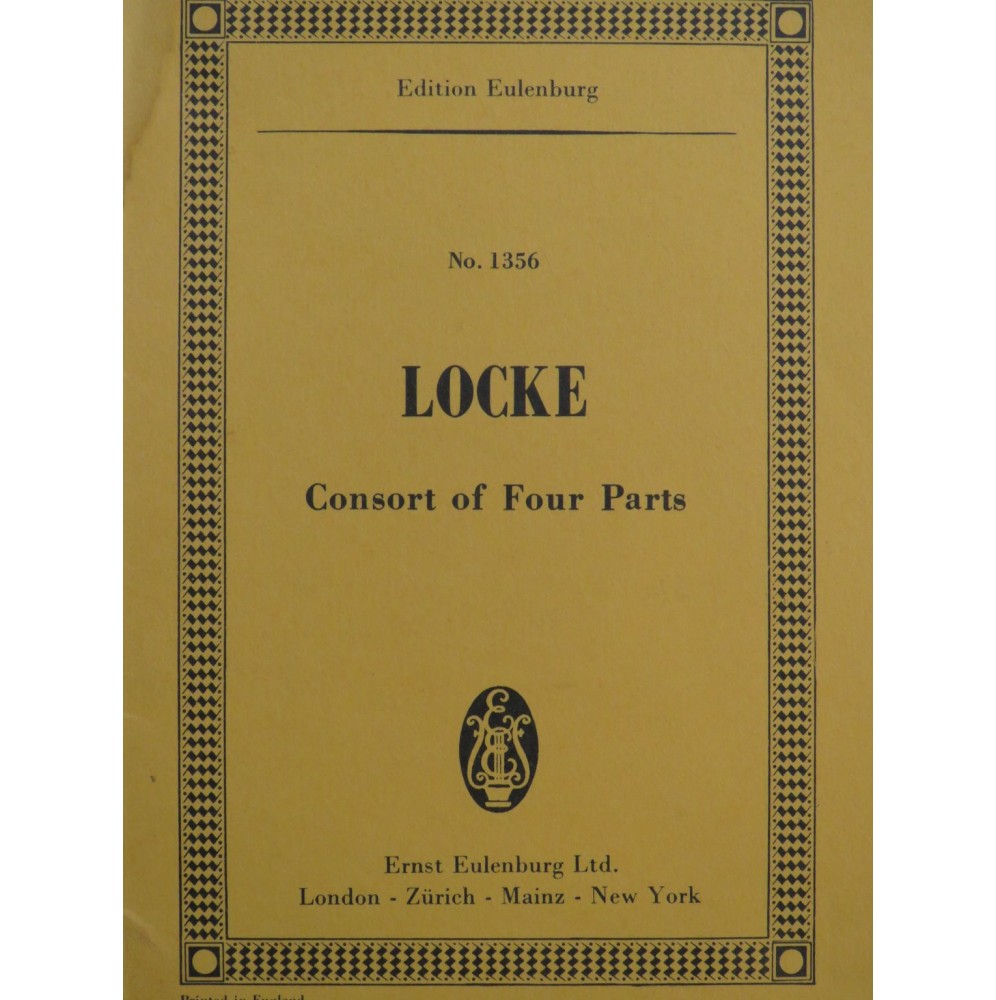LOCKE Matthew Consort of Four Parts Cordes