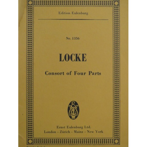 LOCKE Matthew Consort of Four Parts Cordes
