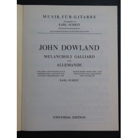 DOWLAND John Melancholy Galliard and Allemande Guitare 1956