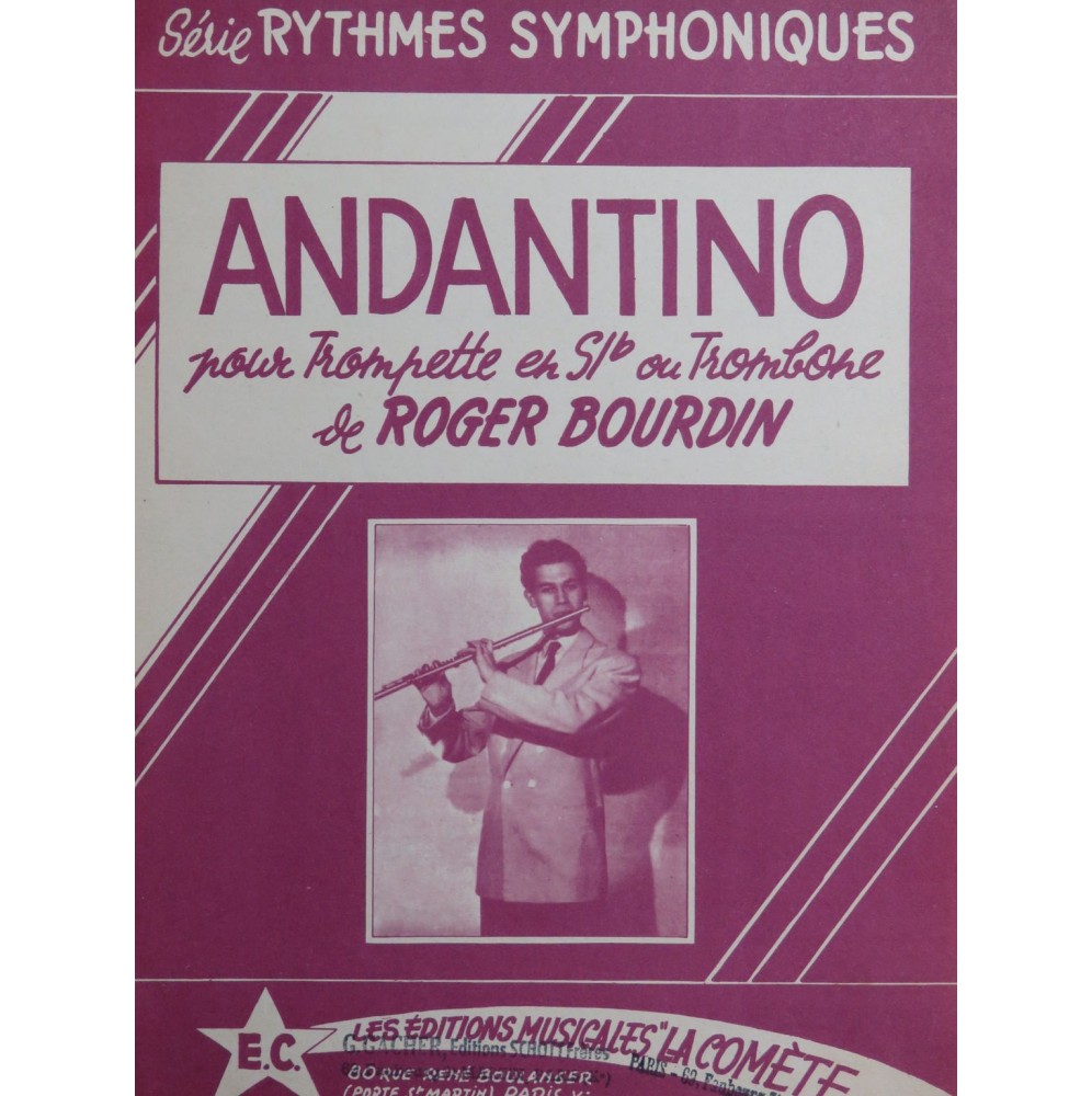 BOURDIN Roger Andantino Piano Trompette ou Trombone 1954