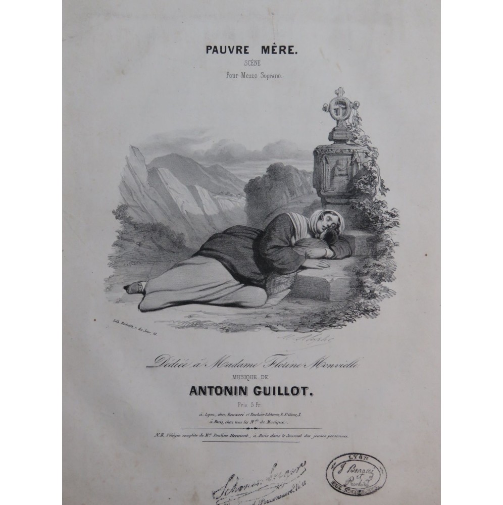 GUILLOT Antonin Pauvre Mère Chant Piano ca1840