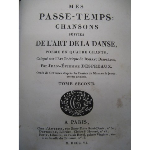 DESPRÉAUX J.-E. Mes Passe-Temps T2 1806