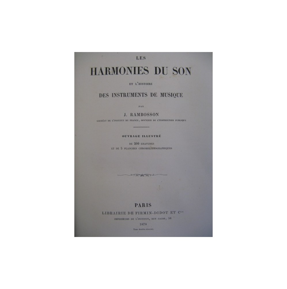 RAMBOSSON J. Les Harmonies du Son 1878