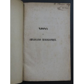 RAYMOND Joseph Essai de Simplification Musicographique 1843