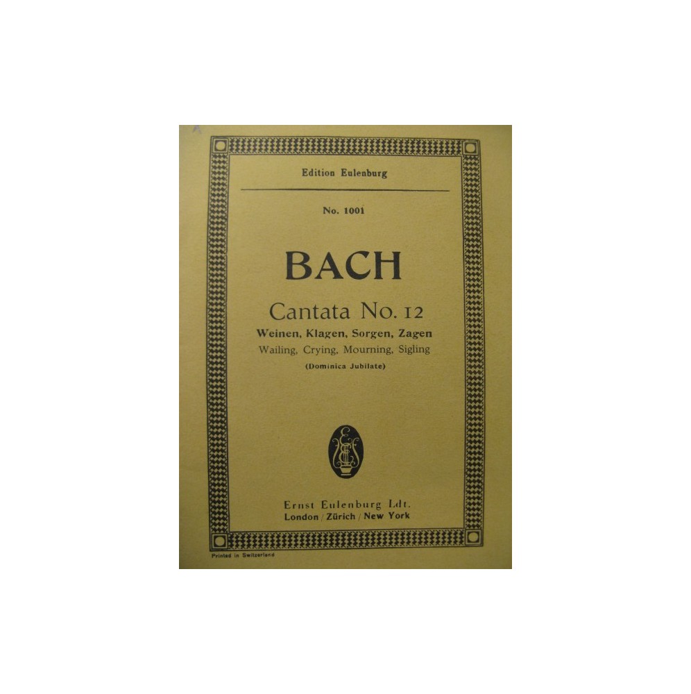BACH J. S. Cantata No 12 Chant Orchestre