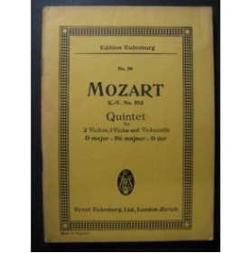 MOZART W. A. Quintet KV 593 Violon Alto Violoncelle