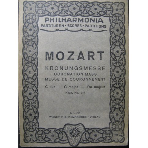 MOZART W. A. Messe No 16 K 317 Orchestre