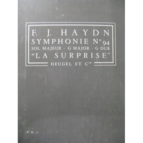 HAYDN Joseph Symphonie No 94 Orchestre
